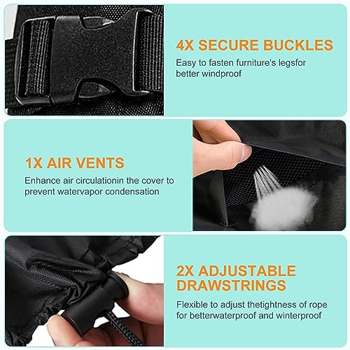 Kovshuiwe 4 Seat Garden Bench Cover Waterproof Oxford Fabric,Protective Cover for Garden Seat,Waterproof, Windproof, Heavy-duty,4200D Oxford Fabr