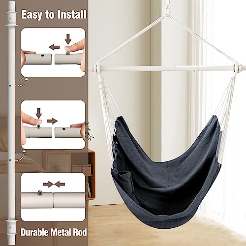 Chihee Hammock Chair Swing Chair Strong Metal Collapsible Spreader Bar Portable Hanging Chair Max 330 lbs Comfy Seat Patio Lawn Chair Cotton Blen