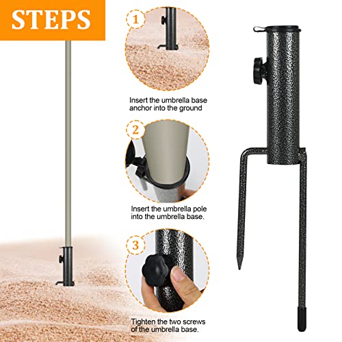 Soekodu 2 Pieces Patio Umbrella Steel Anchor with 2 Spike, Umbrella Ground Spike, Metal Sun Umbrella Ground Stake Adjustable Multifunction Paraso