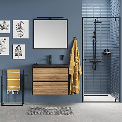 Sealskin Carré Small Towel Rack Black, Metal, Negro, 48 x 78,5 x 24 cm