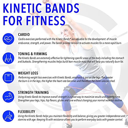 Kinetic Bands - Speed Agility Exercise Fitness Strength Leg Resistance Bands - Includes Stretching Strap and Digital Training Series – 3 Kit Leve