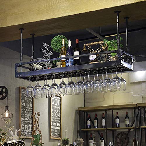 MiroDo Ceiling Wine Rack Metal Hanging Rack Goblet Holder Shelf Stemware Racks Hanging Wine Glass Holder Wine Bottle Holder Wall Shelf Storage Or