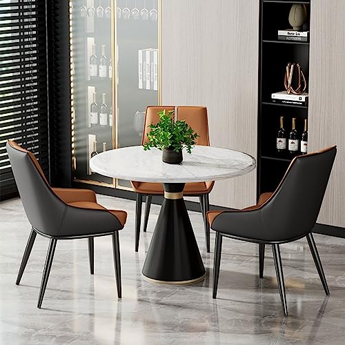 RILOOP Modern Dining Chairs Pu Upholstered Kitchen & Dining Room Chairs Leather Mid Century Modern Chairs with Metal Chair Legs,Loads up to 136Kg