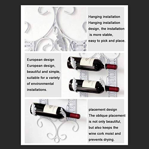 DLOETT Vintage Wrought Iron Home Wall Hanging Wine Rack for Hanging Upside Down Wine Bottle Racks, Creative Bar Wall Hanging Wine Racks, Cafes, B
