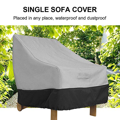 FOUNDOVE 2PCS Patio Chair Cover Waterproof for Garden Deep Seat Lounge Chair, Veranda High Back Armchair Sofa Furniture Covers (96.5 * 89 * 79cm,