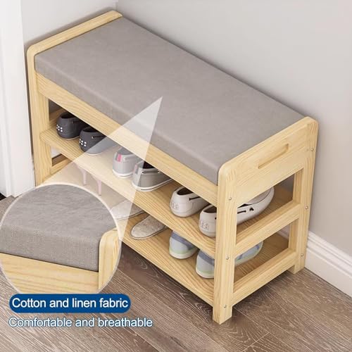 N/A 2 Layers Shoe Benches Entryway, with Storage, Shoe Stool Storage Tipping Bucket, Entryway Shoe Cabinet Shoe Bench for Living Room, Bedroom, M