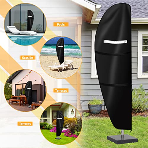 Parasol Cover Waterproof,Parasol Protective Cover with Zip Fit for 2 to 4 M Large Cantilever Parasol Protective Cover (265 x45/70/50CM)