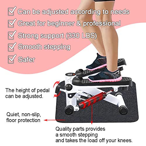 Swity Home Stair Steppers for Exercise with Display, Mini Step Machine Fitness Stepper with Handrail & Resistance Bands - 2 Ways to Use for Full