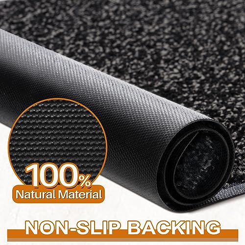Mibao Dirt Trapper Door Mat for Indoor&Outdoor, 24" x 36", Anthracite Black, Washable Barrier Door Mat, Heavy Duty Non-Slip Entrance Rug Shoes Sc