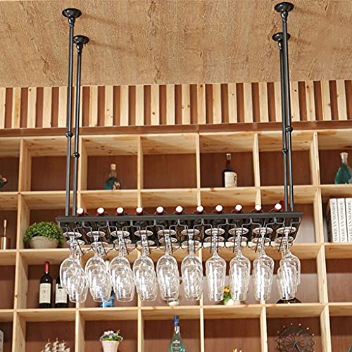 OUSIKA Wine Racks,Glass Bottles Adjustable Metal Ceiling-Type Industrial Hanging Wine Glass Racks Goblet Holder Decoration Shelf, 120Cm