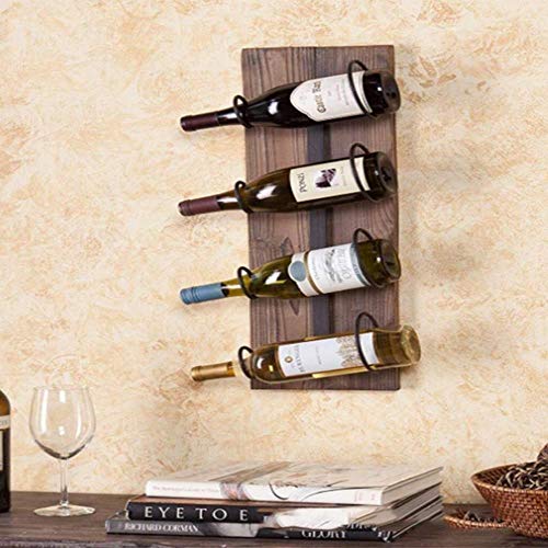 EYLINK Wine Racks,Modern Wall-Mounted 4 Bottles Metal Storage Box Hanging Bottle Rack Floating Kitchen Restaurant Bar Retro Decoration Display