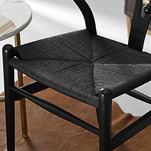 Tomile Dining Chair Y Chair Solid Wood Dining Chairs Rattan Armchair Natural (ash wood black)
