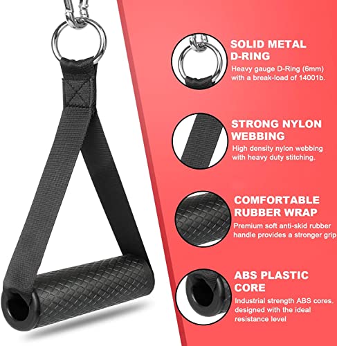 Tricep Push Pull Down Rope Cord, Come with Powerful Handle and Snap Hook Carabiner, Heavy Duty and Strong Texture for Arm Strength Training Combi