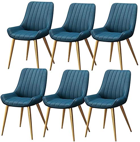 Modern Kitchen Dining Room Chairs Dining Chairs Set Of 6 Leather Soft Seat Living Room Chairs Non-Slip Feet Sturdy Metal Legs Kitchen Chairs For
