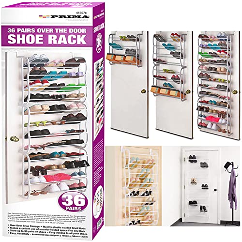 NTI PRIMA Over The Door Shoe Rack | Hanging Organizer Storage Space Saver Shoes Hanger 12 Tier Shelf Stand Multi-layer Box Easy Installation Hall