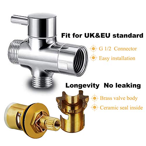 Handheld Bidet Sprayer Kit, Stainless Steel Shattaf Douche Muslim Shower Spray with Hose Bidet Holder Valve for Toilet Cleaning, Pet Bath, Person