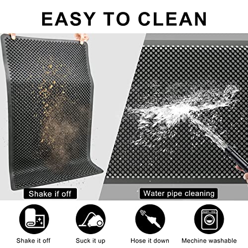 Fowooyeen FWY003B Outdoor Indoor Door Mat, Silicone Scraper Mat, Durable Non-Slip Welcome Entrance Way Rug, Front Door Mats Low-Profile Heavy Dut