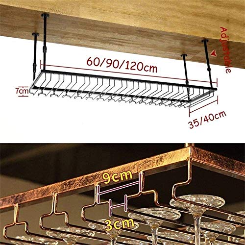SUCHETA Hanging Wine Rack with Glass Holder and Shelf, Wine Lovers Bar Furniture& Wine Rack Ceiling Mounted Hanging Wine Bottle Holder Metal Gobl