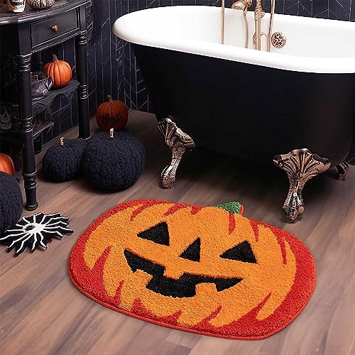 Maseyivi Halloween Pumpkins Doormat - Halloween Doormats for Outdoor Entrance Home,Halloween Pumpkin Bathroom Rugs, Ultra Soft Pumpkin Shaped Bat