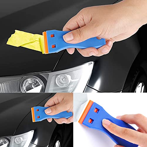 Plastic Scraper with 20PCS Plastic Razor Blade, Window Scrapers Ceramic Glass Scraper Tool, Sticky Remover for Removing Lable, Glue, Decal in The