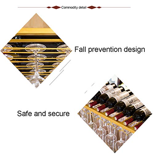 KEppd Wine Rack Wall Mounted - Ceiling Wine Racks, Adjustable Height Wall Mounted Hanging Wine Bottle Holder Glass Goblets Stemware Rack Holder V
