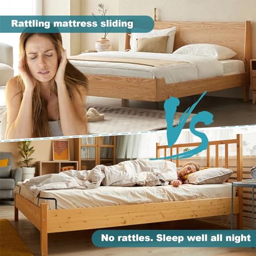 HMLTD Non Slip Mattress Gripper, Metal Mattress Holder with 8 Screws, Strong Mattress Retainer, Easy to Assemble Bed Shelfie for Adjustable Beds,