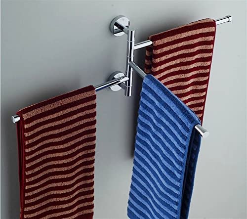 HIGOH Towel Racks, Towel Rail for Bathroom,High-Grade All-Copper Movable Hand Towel Holder,Movable Rod 3 Rods Rotatable Bathroom Bathroom Towel B