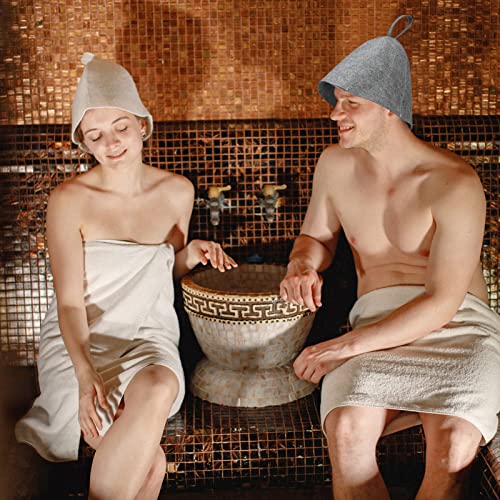 Sauna Cap Felt Sauna Hat White Shower Cap for Women Men Head Protection