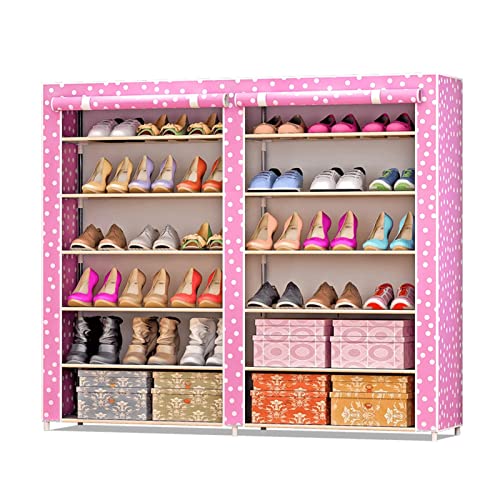 JYDQM Home Rental House Entrance Double Door Large Capacity Double Row 6 Layer Combination Shoe Cabinet (Color : Argento, Size : 108 * 32 * 120CM