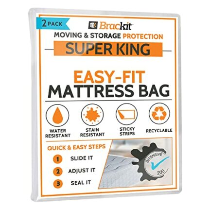 2 x Mattress Bag For Moving, Transport, And Storage - Self-Adhesive - Waterproof - Easy-Fit - Mattress Cover, And Protector, For Moving, Transpor