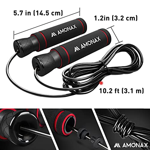 Amonax Gym Equipment for Home Workout (Ab Roller Wheel Set, Skipping Rope, Push-up Handles). Fitness Exercise, Strength Training Equipment for Ab