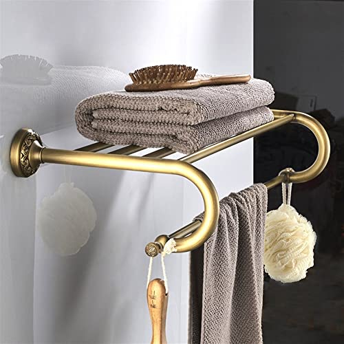 HIGOH Towel Racks, Bathroom Towel Rack Wall Mounted Towel Holder,Bathroom Copper Towel Rack,European Retro Antique Bathroom Towel Bars,Double She