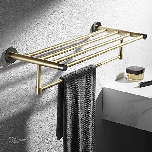 HIGOH Towel Racks,Bathroom Towel Rack Wall Mounted Towel Holder,Brass Bathroom Towel Holder,Bathroom Shelves Storage Rack Hardware