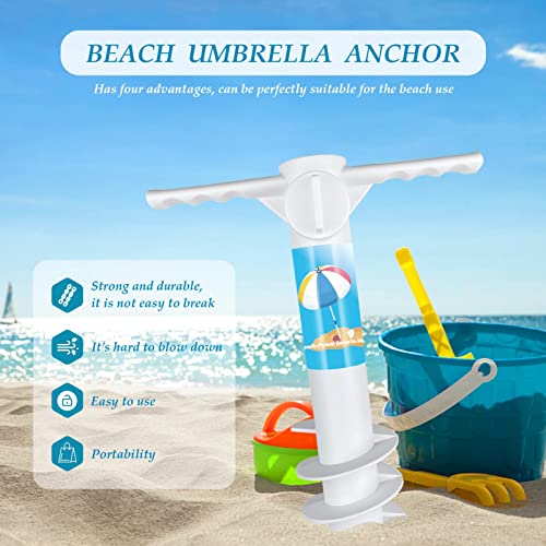 Mikytoper Beach Parasol Base, Spiral Sand Anchor for Parasols, Beach Parasol Stand Screw Anchor with Handle for Beach/Sand/Grass/Land, for 25-37