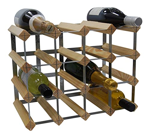 DS Wineware 16 Bottle 4X3 Traditional Wine Rack - Fully Assembled - FSC Certified Natural Pine