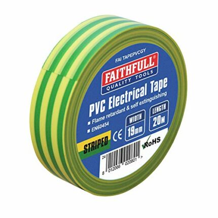 Faithfull FAITAPEPVCGY Green/Yellow PVC Electrical Tape 19 mm x 20 m