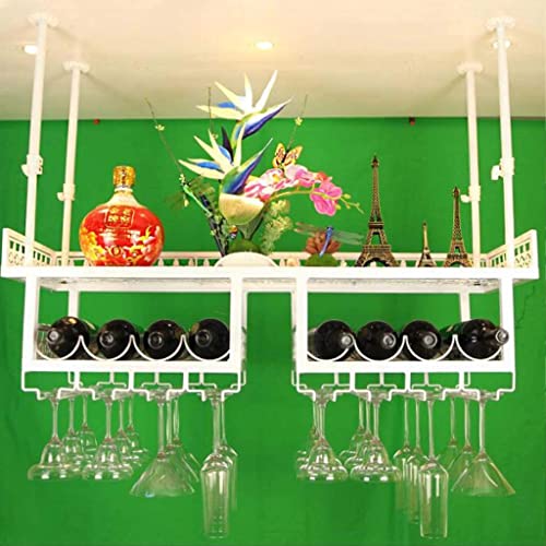 SUCHETA Wine Rack Wall-Mounted Adjustable Iron Ceiling Decoration Frame Industrial Hanging Wine Holder Wine Glass Rack Vintage Wine Bottle Holder