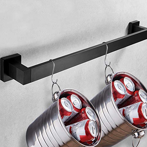 KAIISSA SUS304 Stainless Steel Towel Bar Rail - 41cm / 16 Inches, Towel Rail Rack Square Bathroom Rack Shelf Screw Wall Mounted Towel Holder Blac