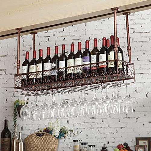 EYLINK Ceiling Wine Rack, Vintage Wine Bottle Rack, Wall Mounted Display Wine Rack Floating Shelf, Adjustable Height (Size : 100CM)