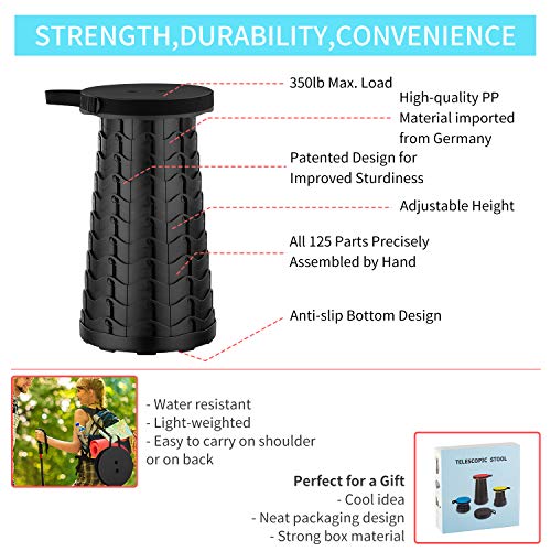 Folding Stool – Retractable Folding Stool for Indoor and Outdoor Use – Lightweight and Travel-Friendly Telescopic Stool - Ideal for Camping, Fish