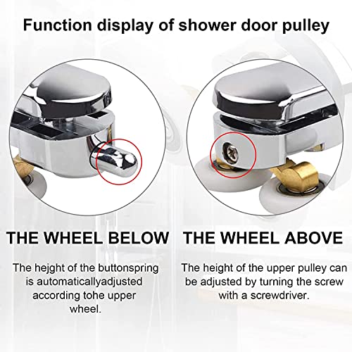 Houdao 4pcs Curved Shower Door Rollers 23mm Replacement Shower Door Wheels with Anti-Collision Block and Screws Chrome Shower Door Rollers for Cu