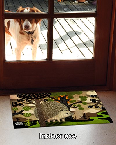 Toland Home Garden Happy Hedgehog 18 x 30 Inch Decorative Cute Floor Mat Animal Forest Doormat