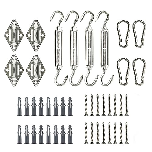Sun Shade Sail Fixing Kit, Heavy Duty Sun Shade Sail Hardware Kit for Rectangle Square Triangle Sun Shade Sails,Canopy Awning Installation Attach