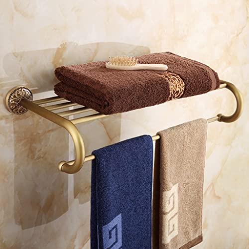 HIGOH Towel Racks,Bathroom Towel Rack Wall Mounted Towel Holder,Antique European Pastoral Style Bath Towel Rack,Retro Towel Holder,All Copper Tow