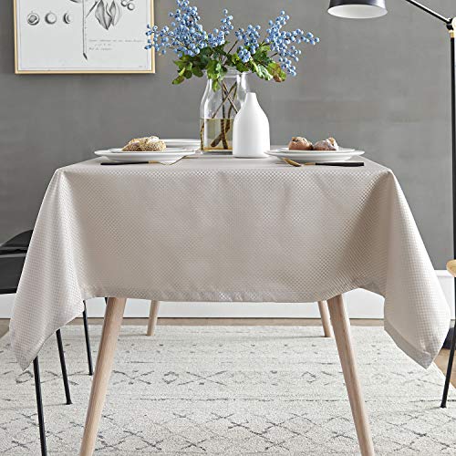 HSYLYM Waterproof Table Cloth Rectangular Polyester Washable,Plain Table Cover Suitable for Indoor and Outdoor Use,Ecru,135x240cm(53x94in)