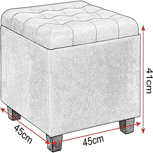 NXYJD Stool - Storage Chest Plus Square Ottoman Foot of The Bed Linen Chairman Milky White Children's Toy Box Bench Shoe Station Milking Stool St