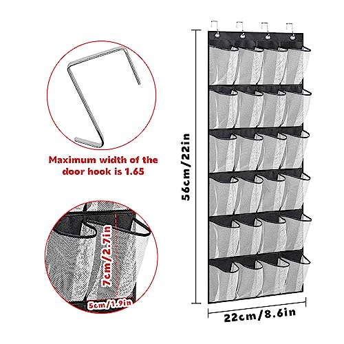 Omevett Over the Door Shoe Storage Organiser Hanging over Door Shoe Rack Holder with 24 Large Mesh Pockets Hanging Shoe Organizer for Kitchen, Be