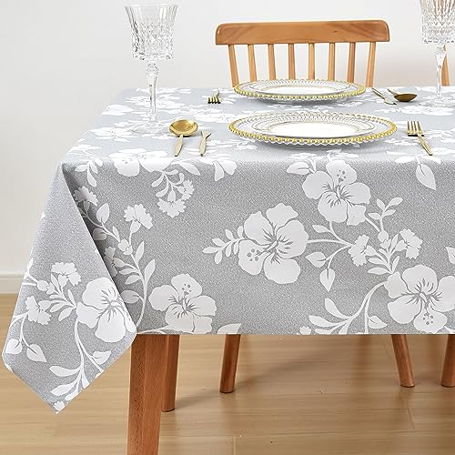 LOHASCASA Christmas Tablecloth Vinyl Oilcloth Tablecloth Small Rectangle Peva Vynle Wipeable PVC Waterproof Plastic Spill Proof Tablecloths Weigh
