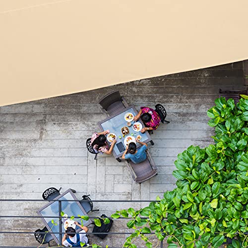 Relaxdays Rectangular Sun Shade Sail 5 x 6 m Water Resistant UV Protection with Guy Ropes Shade Dispenser Garden Beige