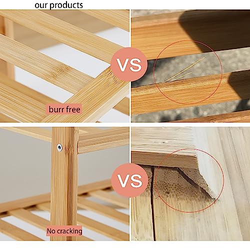 latifolia Shoe Rack, 3-Tier Bamboo shoe rack, shoe organizer for Entryway Hallway Closet, natural